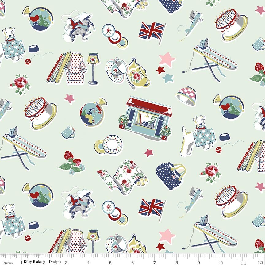Icons Mist - Cath Kidston Signature Collection fabric