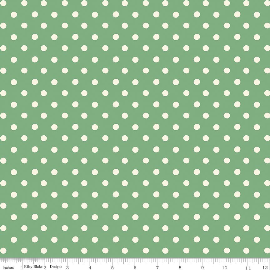 Button Spot Green - Cath Kidston Signature Collection fabric