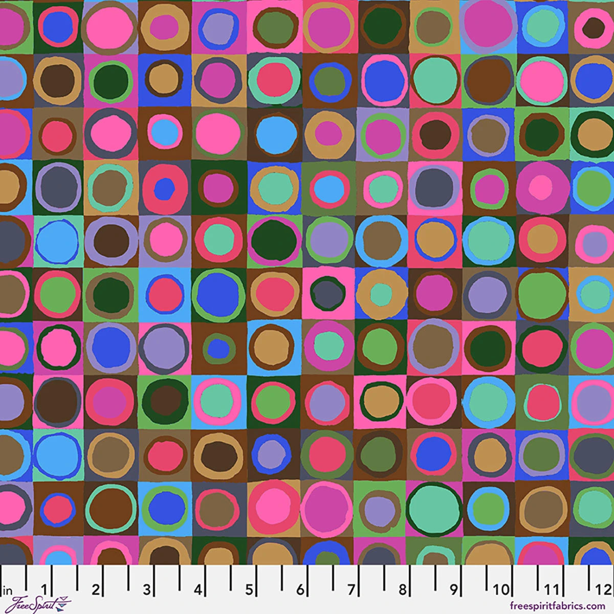 Kaffe Fassett Collective August 2026 Tiddlywinks Emerald PWGP171 quilting cotton fabric by Kaffe Fassett