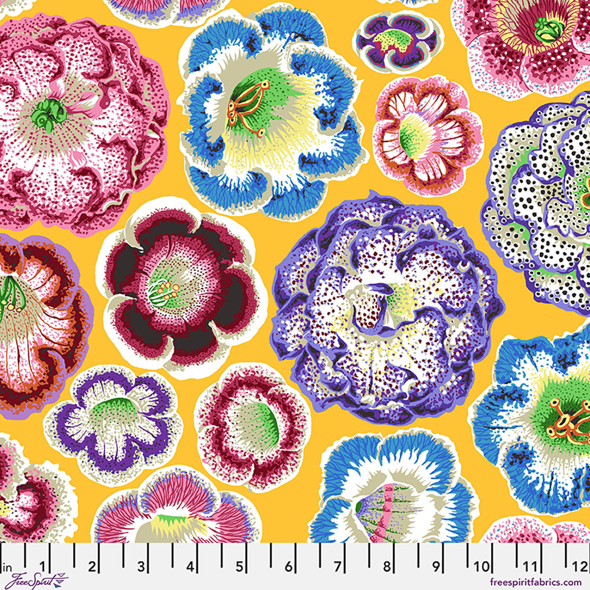 Kaffe Fassett Collective August 2026 Helen Yellow PWPJ140 quilting cotton fabric by Philip Jacobs