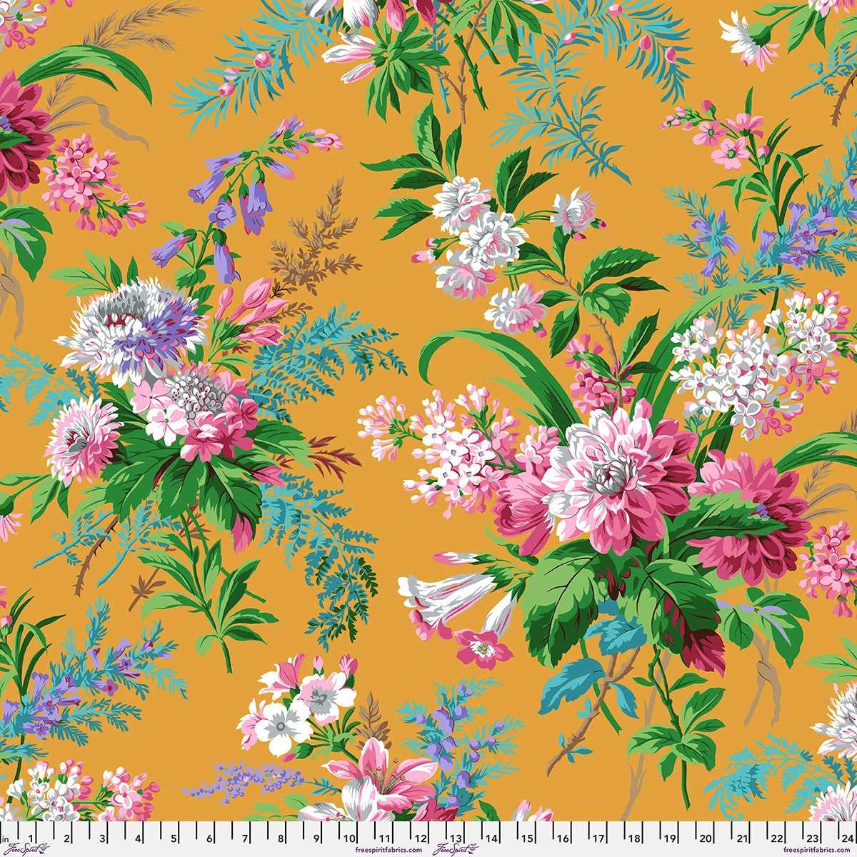 Kaffe Fassett Collective August 2026 Jardin Gold PWPJ141 quilting cotton fabric by Philip Jacobs