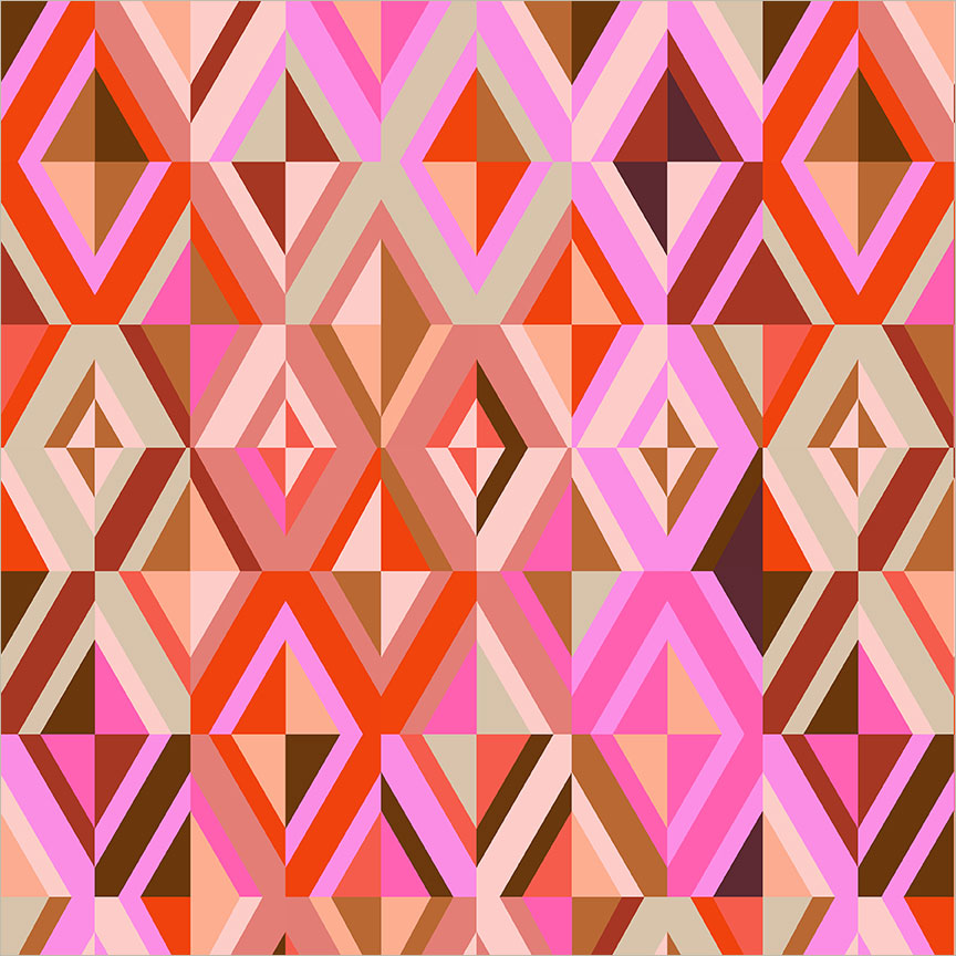 Happy Place Diamonds Coral 55374D-6 quilting cotton fabric by Annabel Wrigley for Windham Fabrics