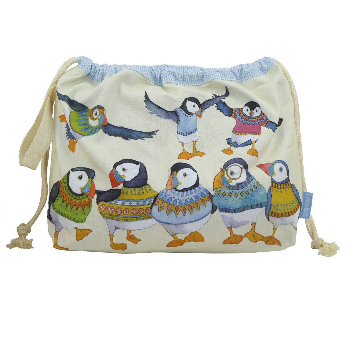 Woolly Puffins II Drawstring Bag
