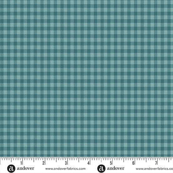 Quiltessential Minis Mini Gingham Peacock fabric