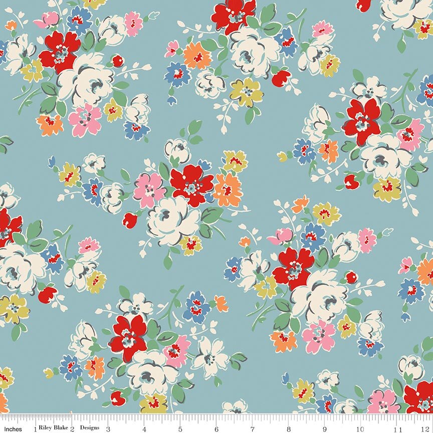 Clifton Rose Blue - Cath Kidston Signature Collection fabric