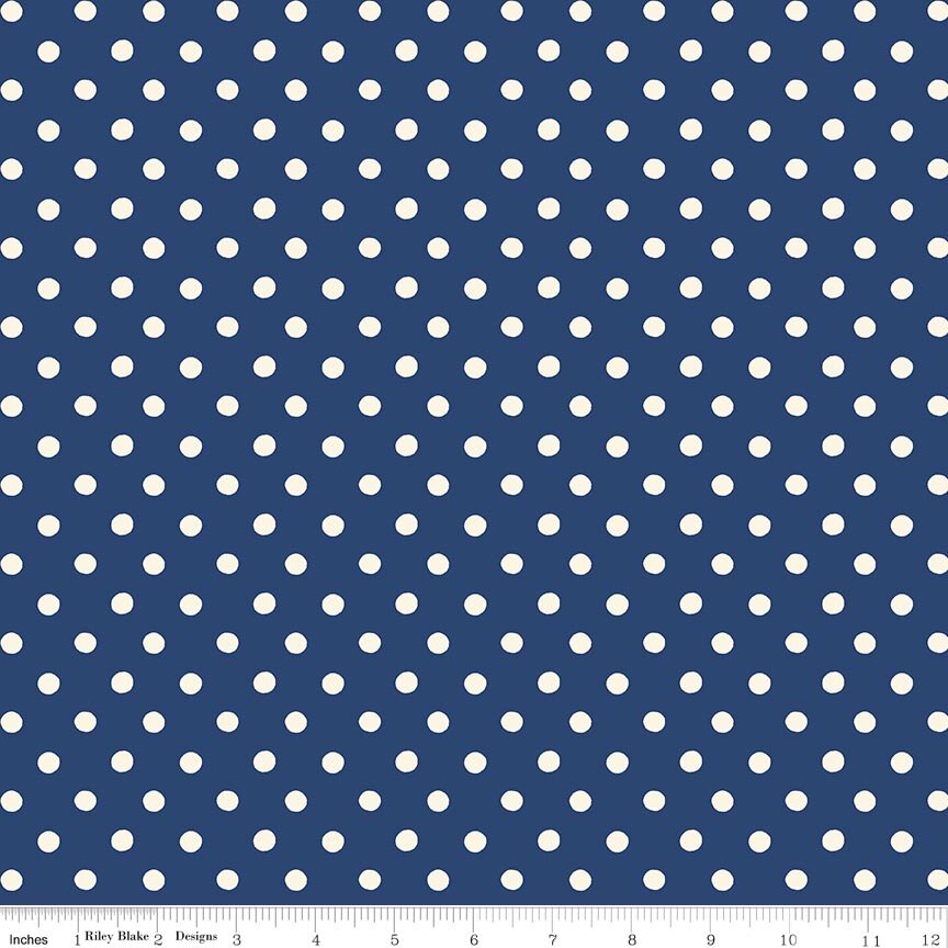 Button Spot Navy - Cath Kidston Signature Collection fabric