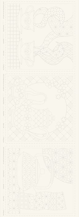 Devonstone Teatime Sashiko Stitchery Panel - DV4265 Natural