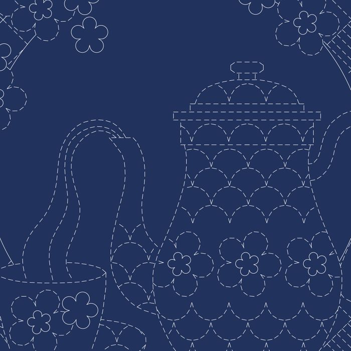 Devonstone Teatime Sashiko Stitchery Panel - DV4266 Navy