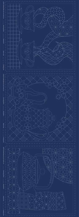 Devonstone Teatime Sashiko Stitchery Panel - DV4266 Navy