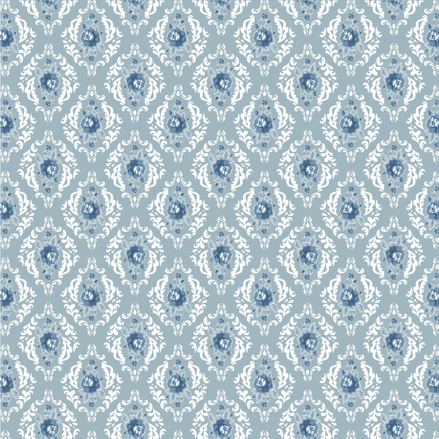 Poppie Cotton Lakeland Blues Rose Damask Medium LB25806