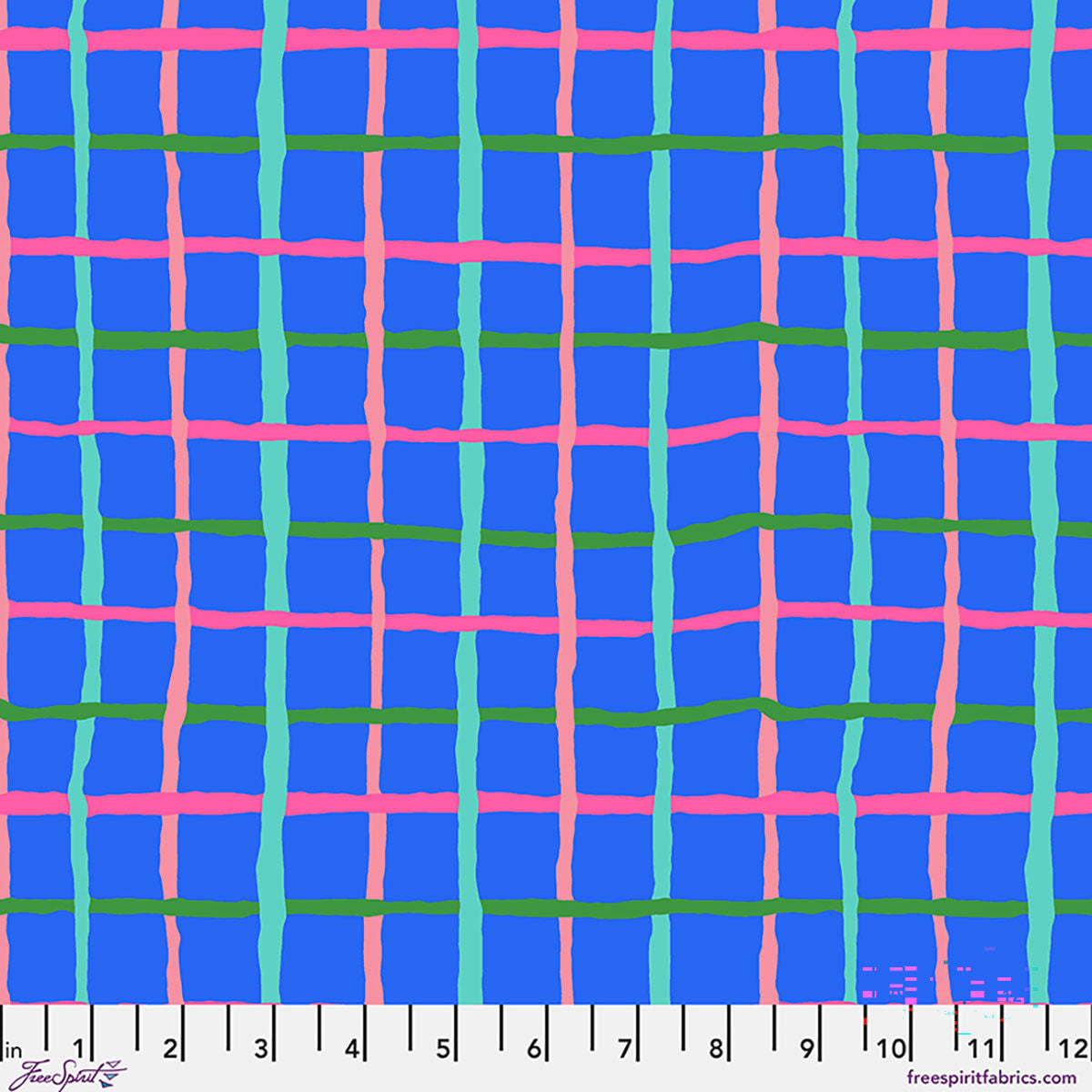 Kaffe Fassett Collective August 2026 Grid Blue PWBM105 quilting cotton fabric by Brandon Mably
