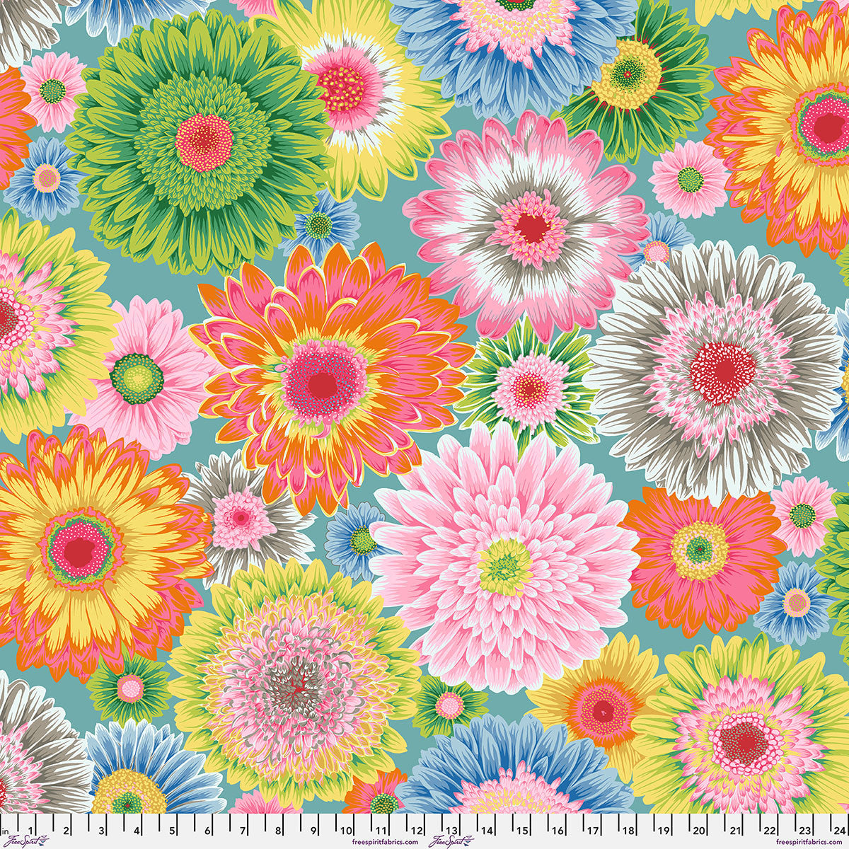 Kaffe Fassett Collective August 2026 Gerbera Daisies Pastel PWPJ139 quilting cotton fabric by Philip Jacobs