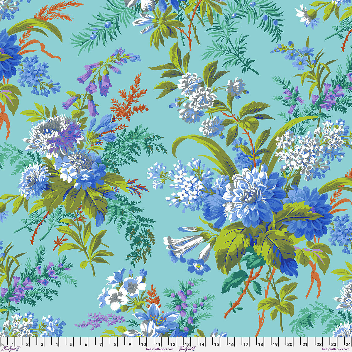 Kaffe Fassett Collective August 2026 Jardin Blue PWPJ141 quilting cotton fabric by Philip Jacobs