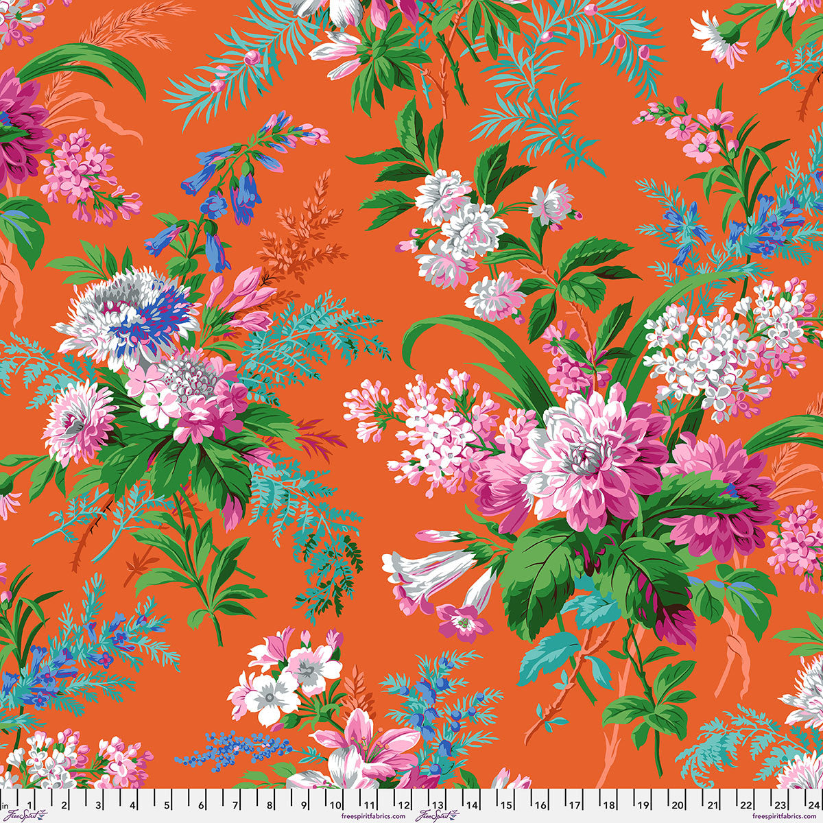 Kaffe Fassett Collective August 2026 Jardin Orange PWPJ141 quilting cotton fabric by Philip Jacobs