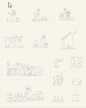 Sidonie à la ferme Stitchery Panel - Veroniques Quilt Designs - DV7550