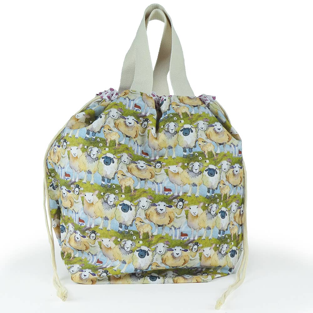 Felted Sheep, Repeating Design Large Bucket Bag