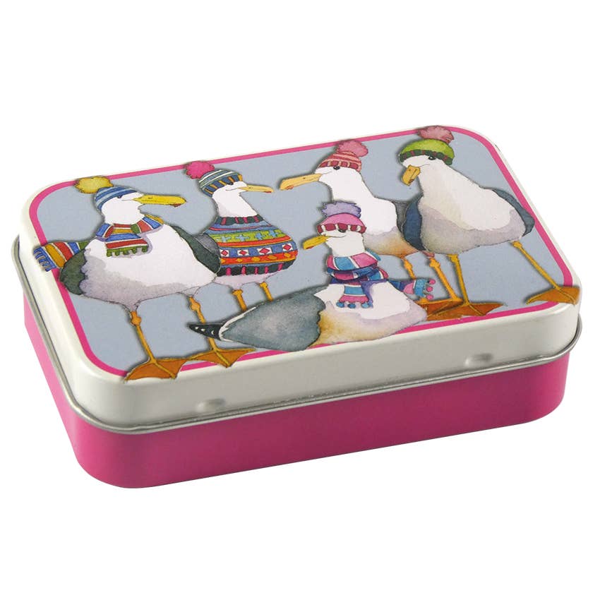 Seagulls in Beanies Mini Rectangular Tin