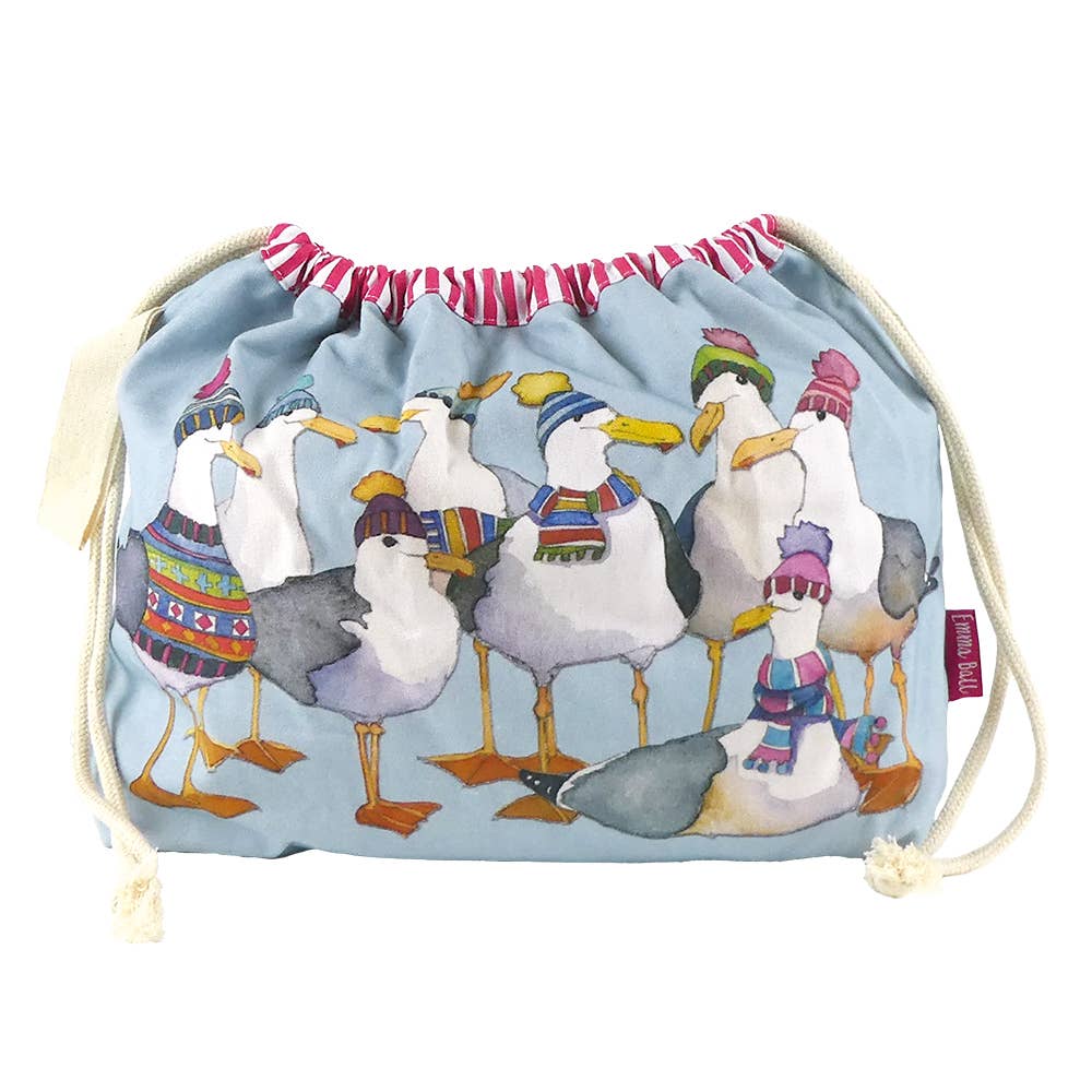 Seagulls in Beanies - Drawstring Bag