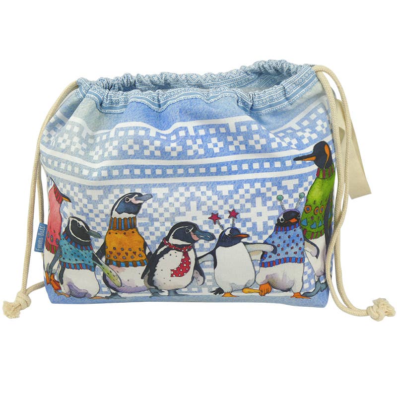 Penguins In Pullovers Drawstring Bag