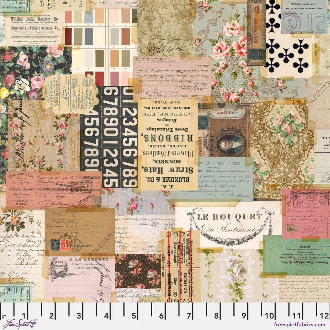 Tim Holtz Palette Ephemera 108" Quilt Back